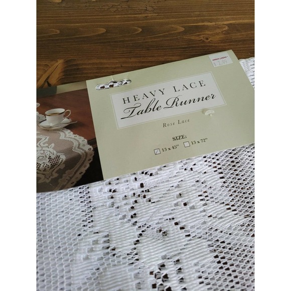 Natco Home White Rose lace Heavy Table Runner 13 x 45 NWWT set of 2 - Picture 2 of 3